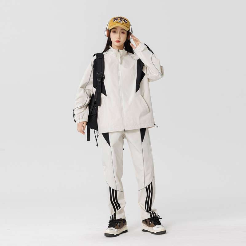 セットアップ ユニセックス Y2Kスポーティカラーブロックトラックスーツ ジャージ