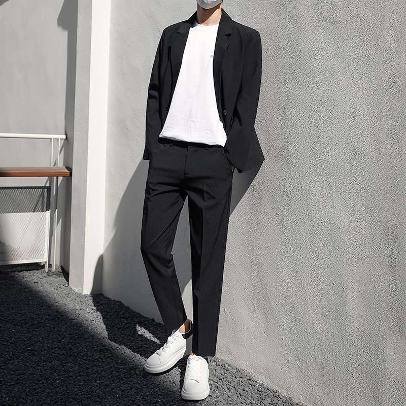 セットアップ メンズ スーツ オフィスカジュアル モダンミニマルグレースーツセット
