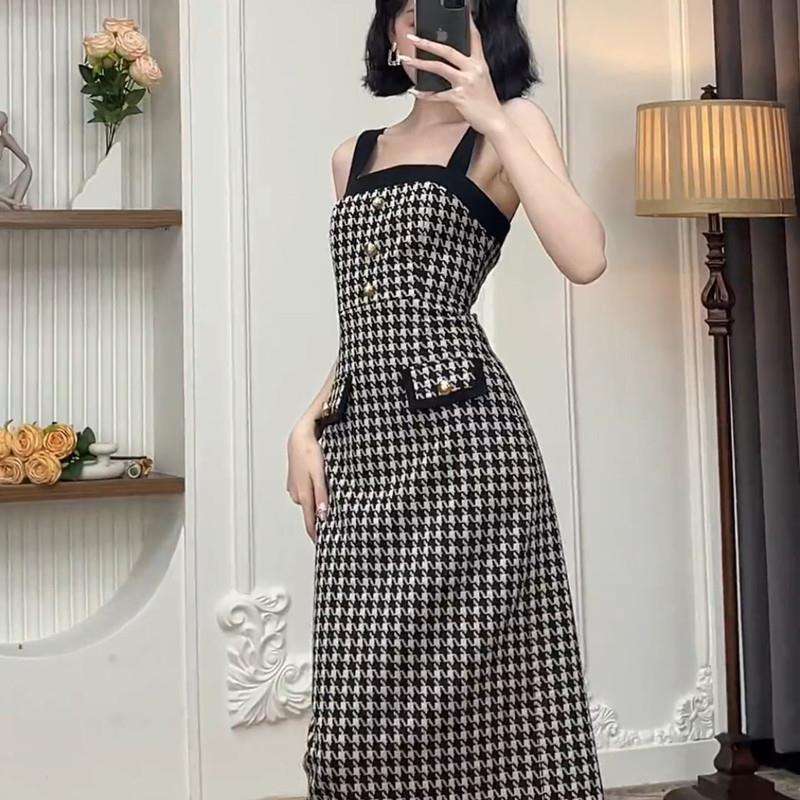 セットアップ レディース ツイード ハウンドトゥース柄ツイードジャケット&ワンピース