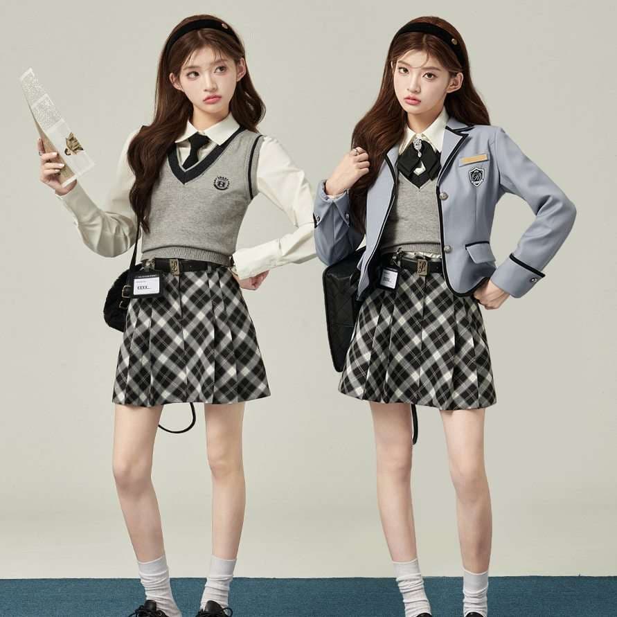 学生風チェック柄セットアップスーツ