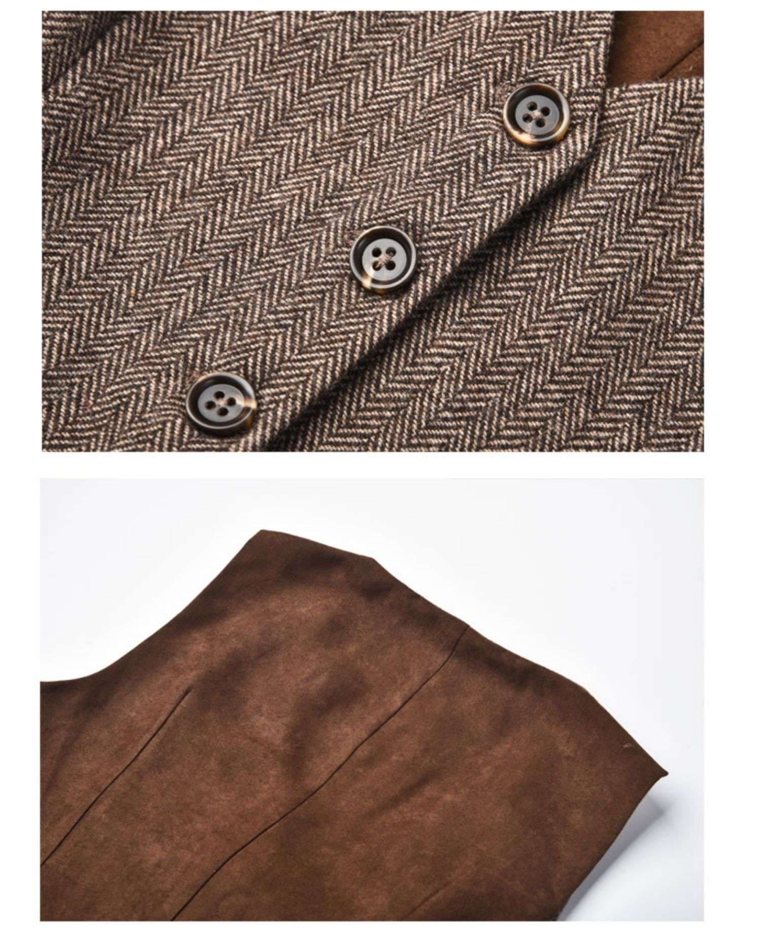 セットアップ レディース ヘリンボーン柄ツイードベスト&パンツセット