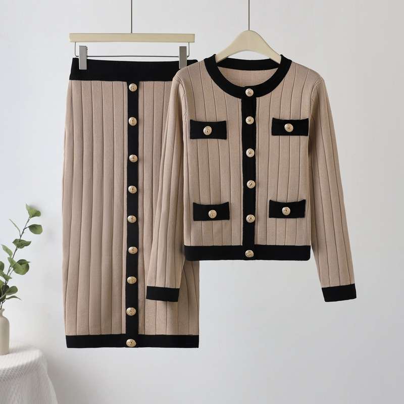 セットアップ レディース ツイードライク リブニットアップ