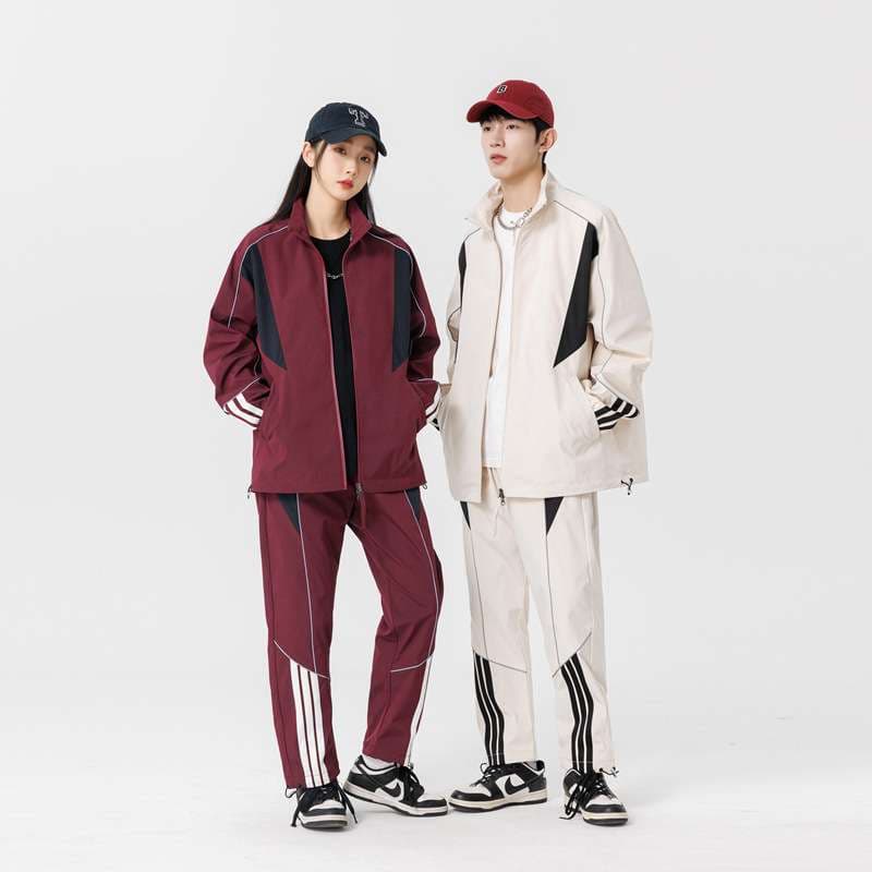 セットアップ ユニセックス Y2Kスポーティカラーブロックトラックスーツ ジャージ