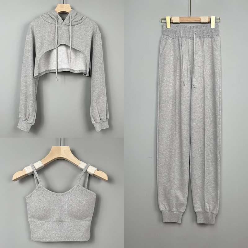 セットアップ レディース パーカー カットアウトクロップドパーカー＆スウェットパンツ