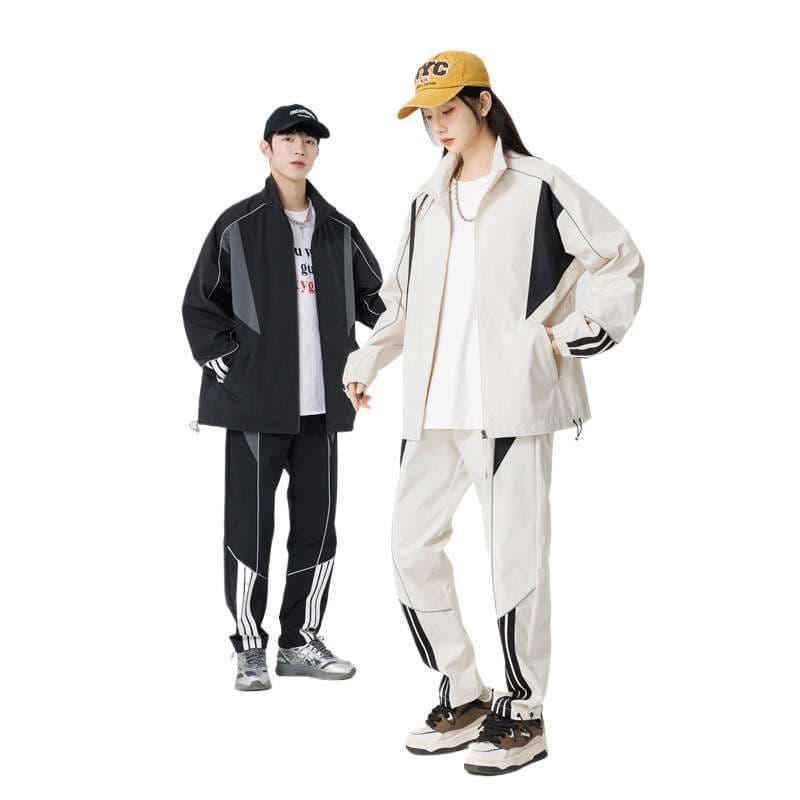 セットアップ ユニセックス Y2Kスポーティカラーブロックトラックスーツ ジャージ