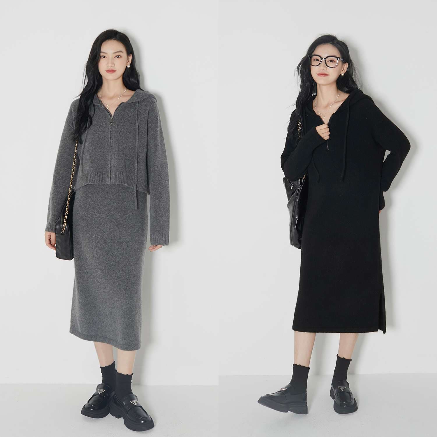セットアップ タートルネックセーター&ロングニットスカート