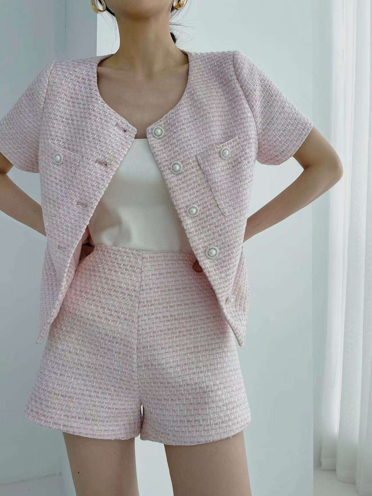 セットアップ レディース ツイード サマーツイード ショートジャケット&ショートパンツ