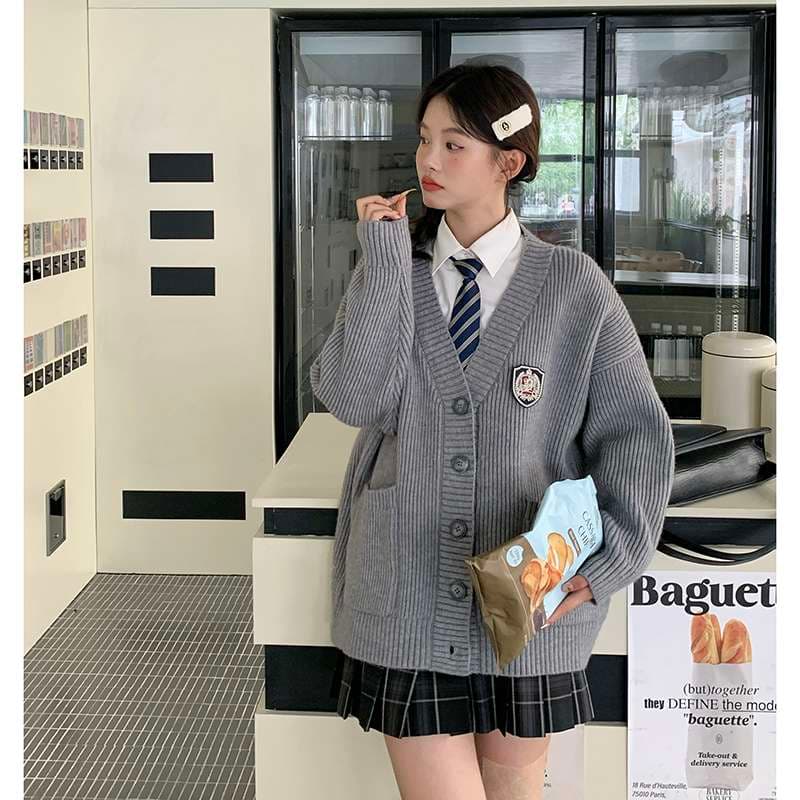 セットアップ 学生風ゆったりカーディガン