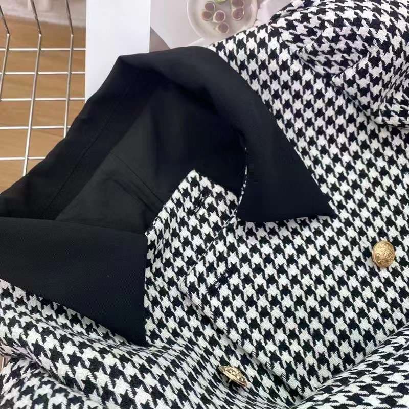 セットアップ レディース ツイード ハウンドトゥース柄ツイードジャケット&ワンピース