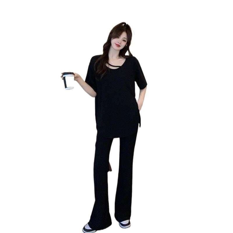 セットアップ レディース リラックス センタープレスパンツ ニットアップ