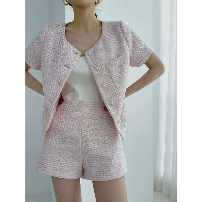 セットアップ レディース ツイード サマーツイード ショートジャケット&ショートパンツ