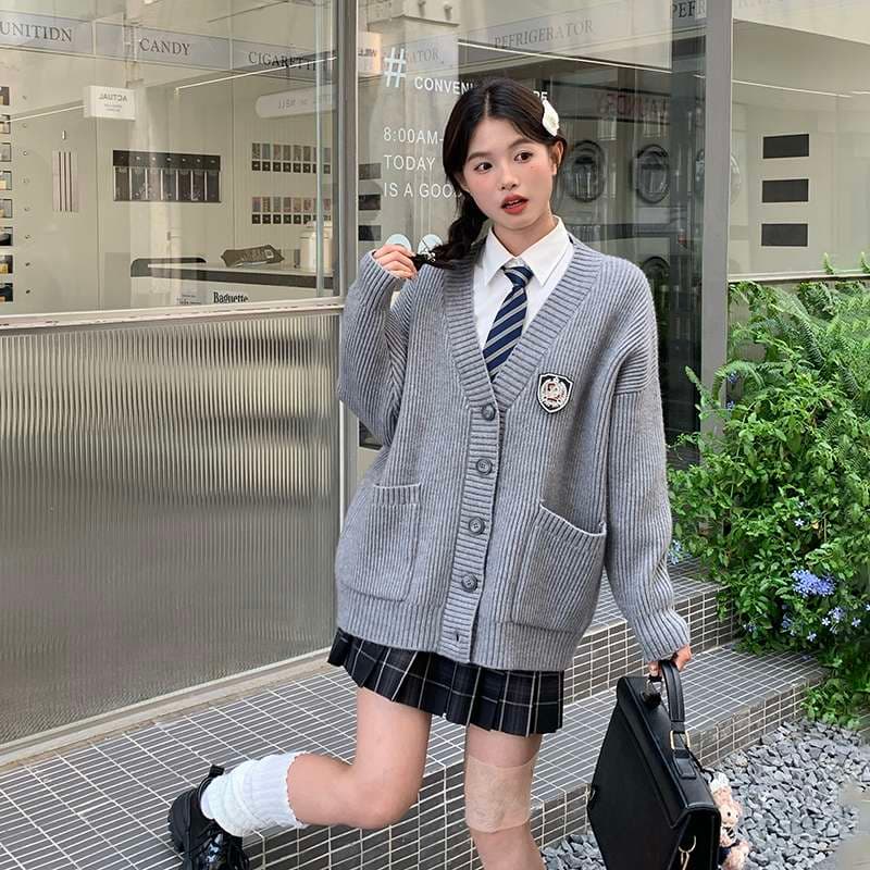 セットアップ 学生風ゆったりカーディガン