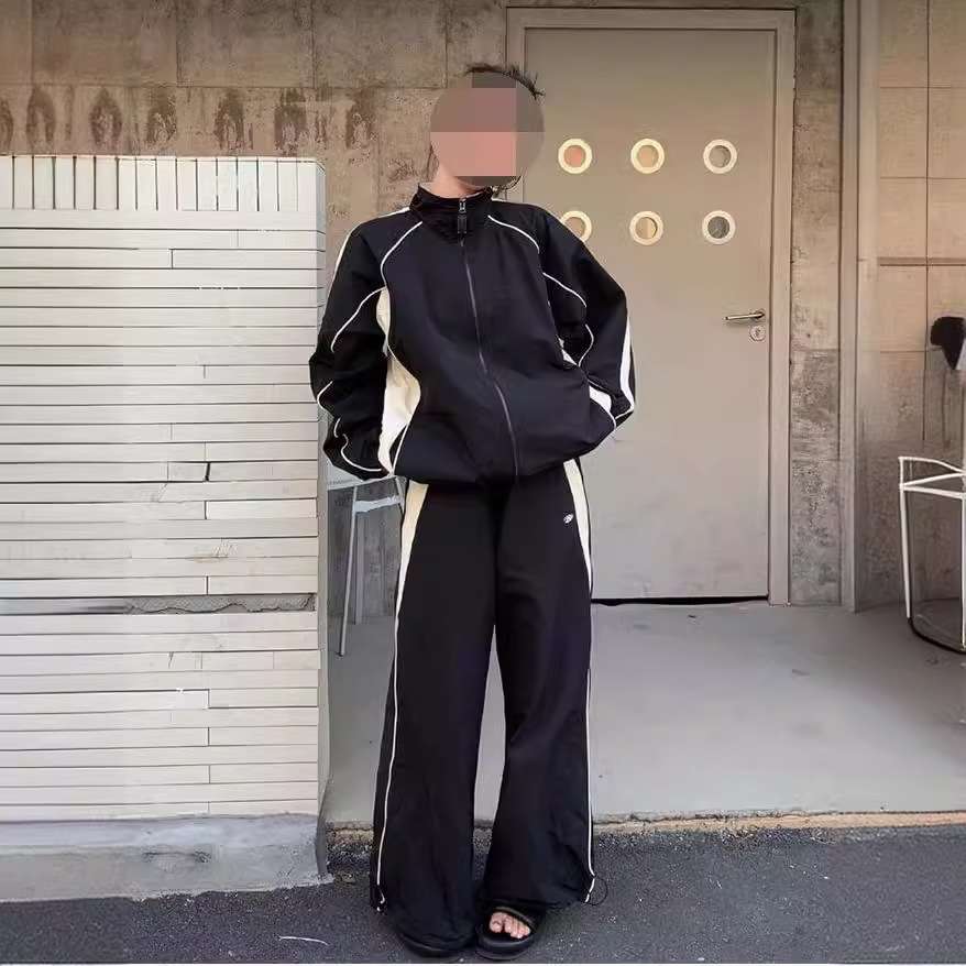 セットアップ Y2Kモノトーンスポーツスタイル ツーピースセット ジャージ