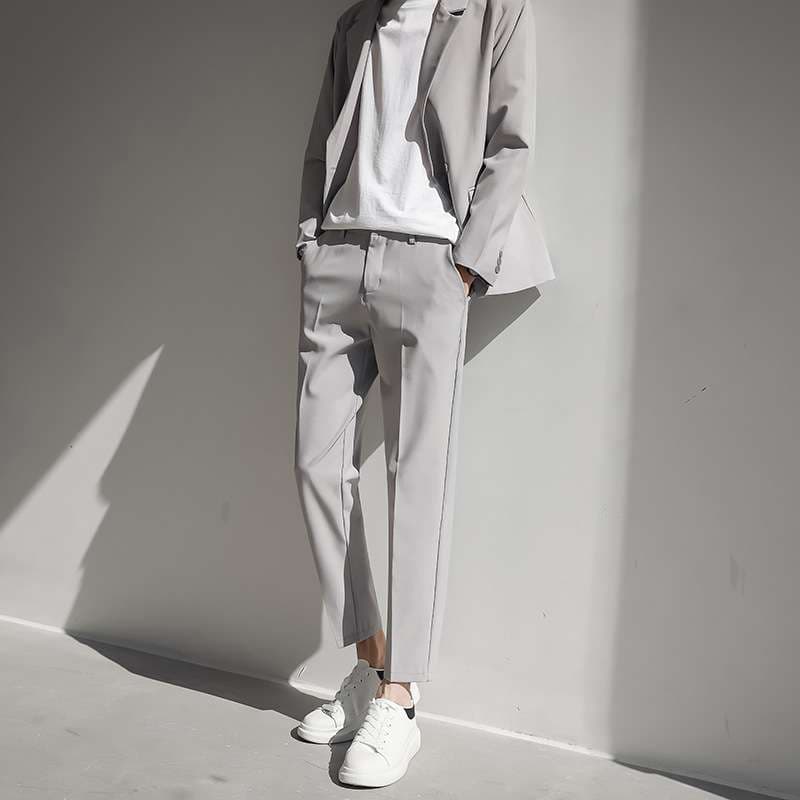 セットアップ メンズ スーツ オフィスカジュアル モダンミニマルグレースーツセット