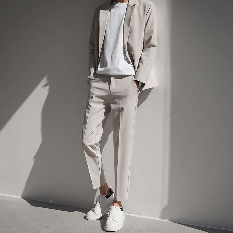 セットアップ メンズ スーツ オフィスカジュアル モダンミニマルグレースーツセット