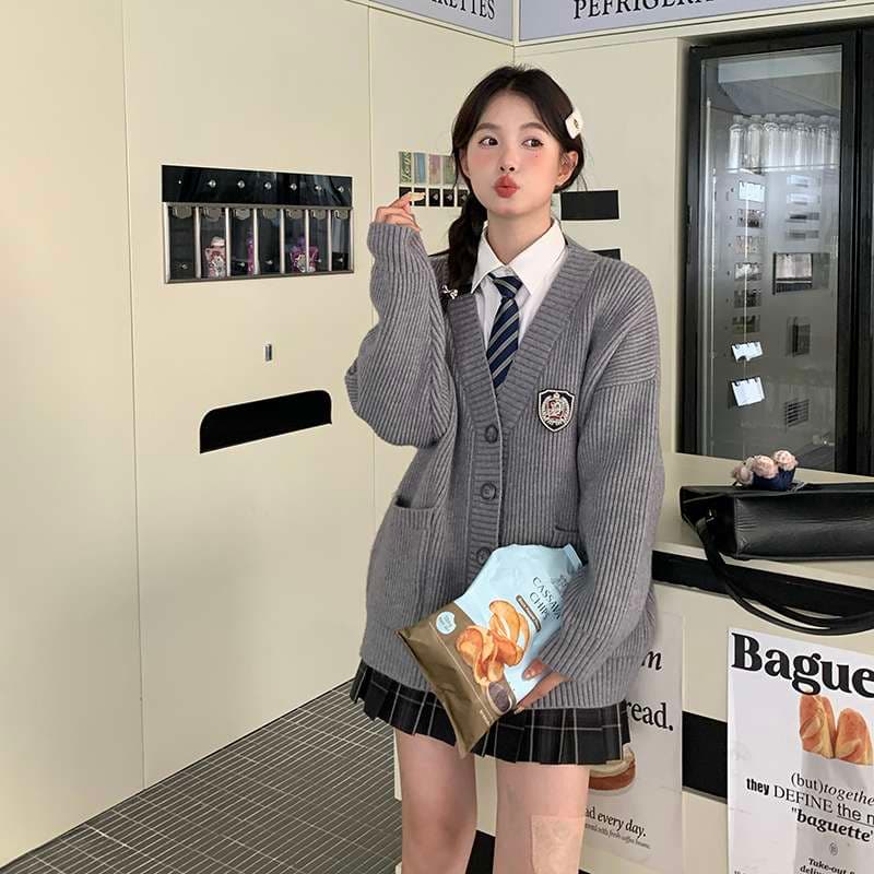 セットアップ 学生風ゆったりカーディガン