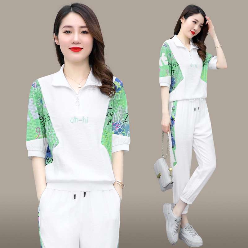 おしゃれな半袖セットアップ ジャージ