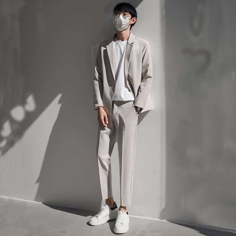 セットアップ メンズ スーツ オフィスカジュアル モダンミニマルグレースーツセット