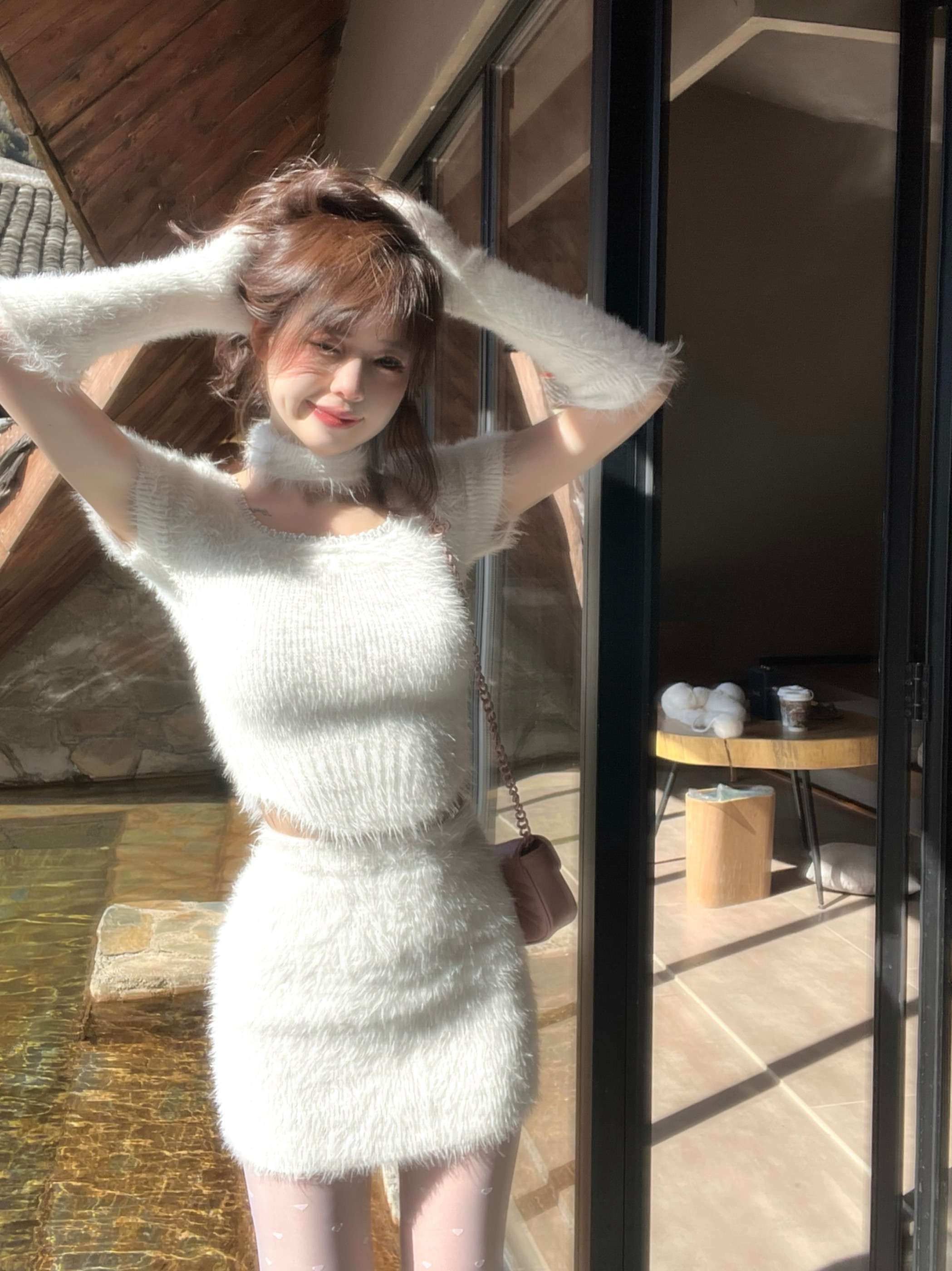 セットアップ ふわふわモヘアニットワンピース