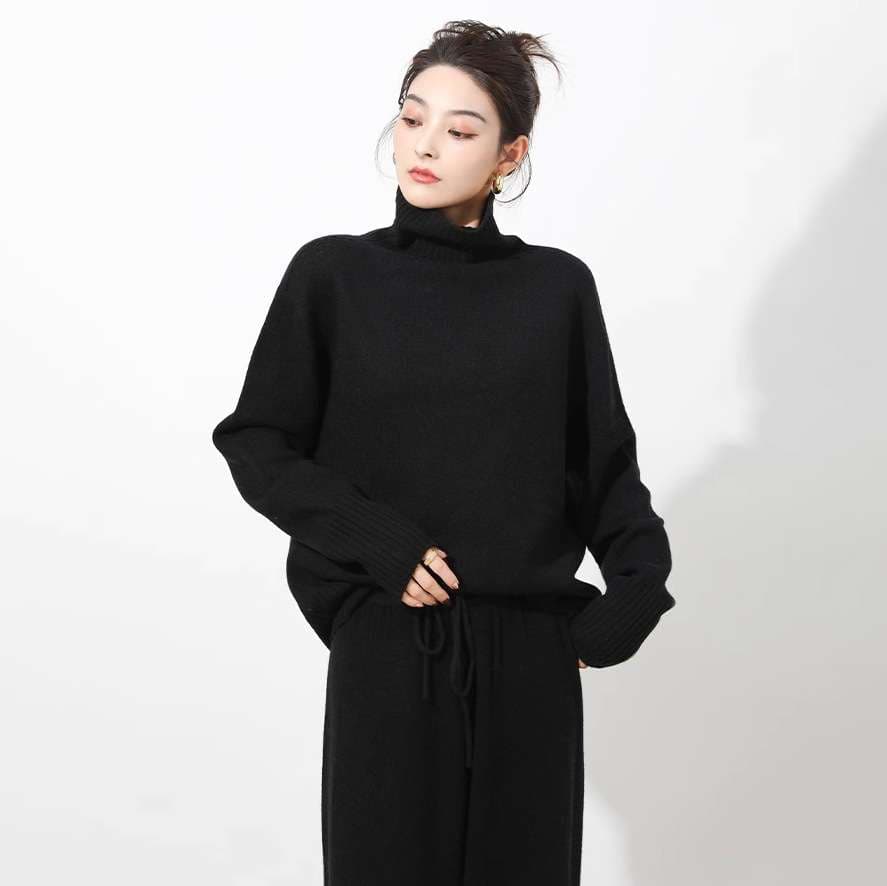 セットアップ レディース ゆったりタートルネックセットアップ