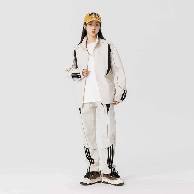 セットアップ ユニセックス Y2Kスポーティカラーブロックトラックスーツ ジャージ