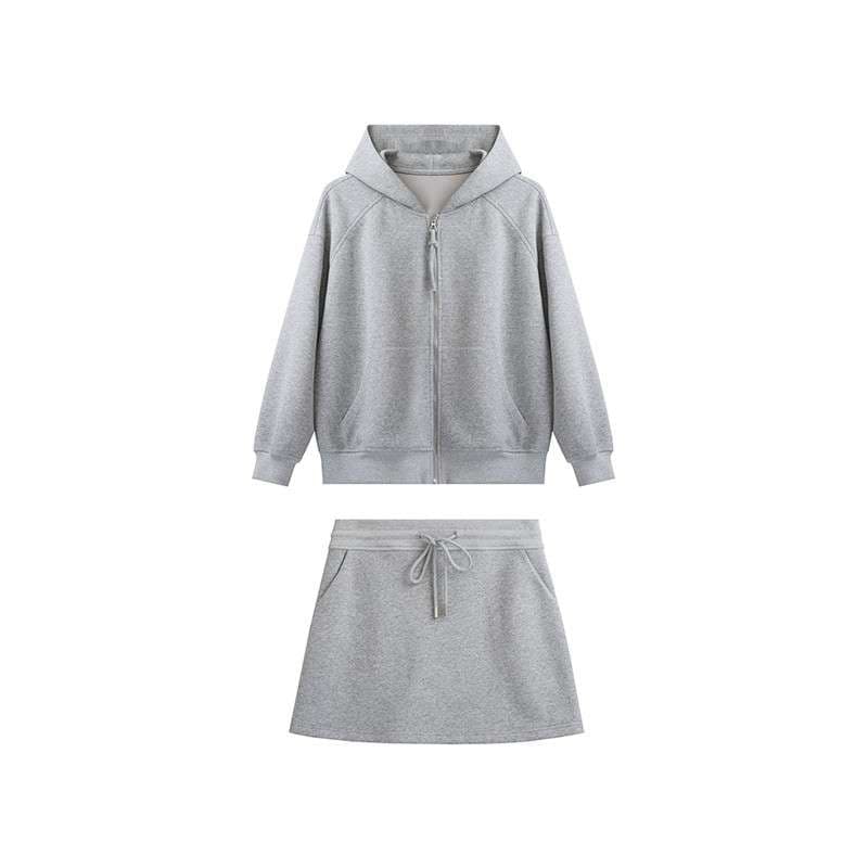 セットアップ オーバーサイズフード付きジップアップパーカー