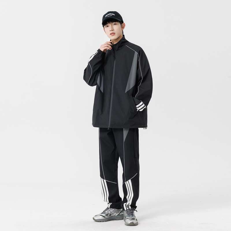 セットアップ ユニセックス Y2Kスポーティカラーブロックトラックスーツ ジャージ