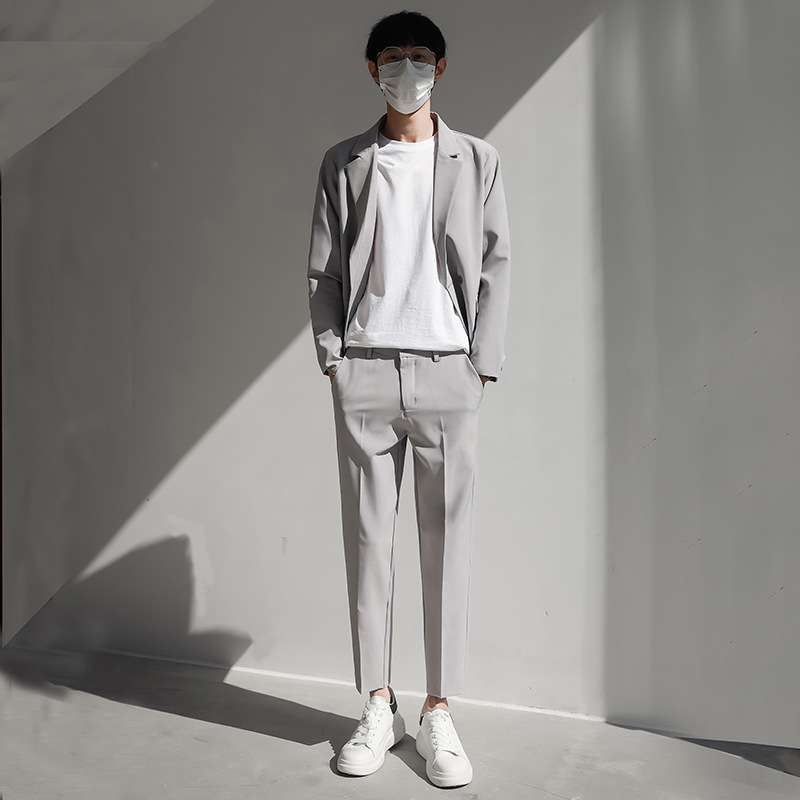 セットアップ メンズ スーツ オフィスカジュアル モダンミニマルグレースーツセット