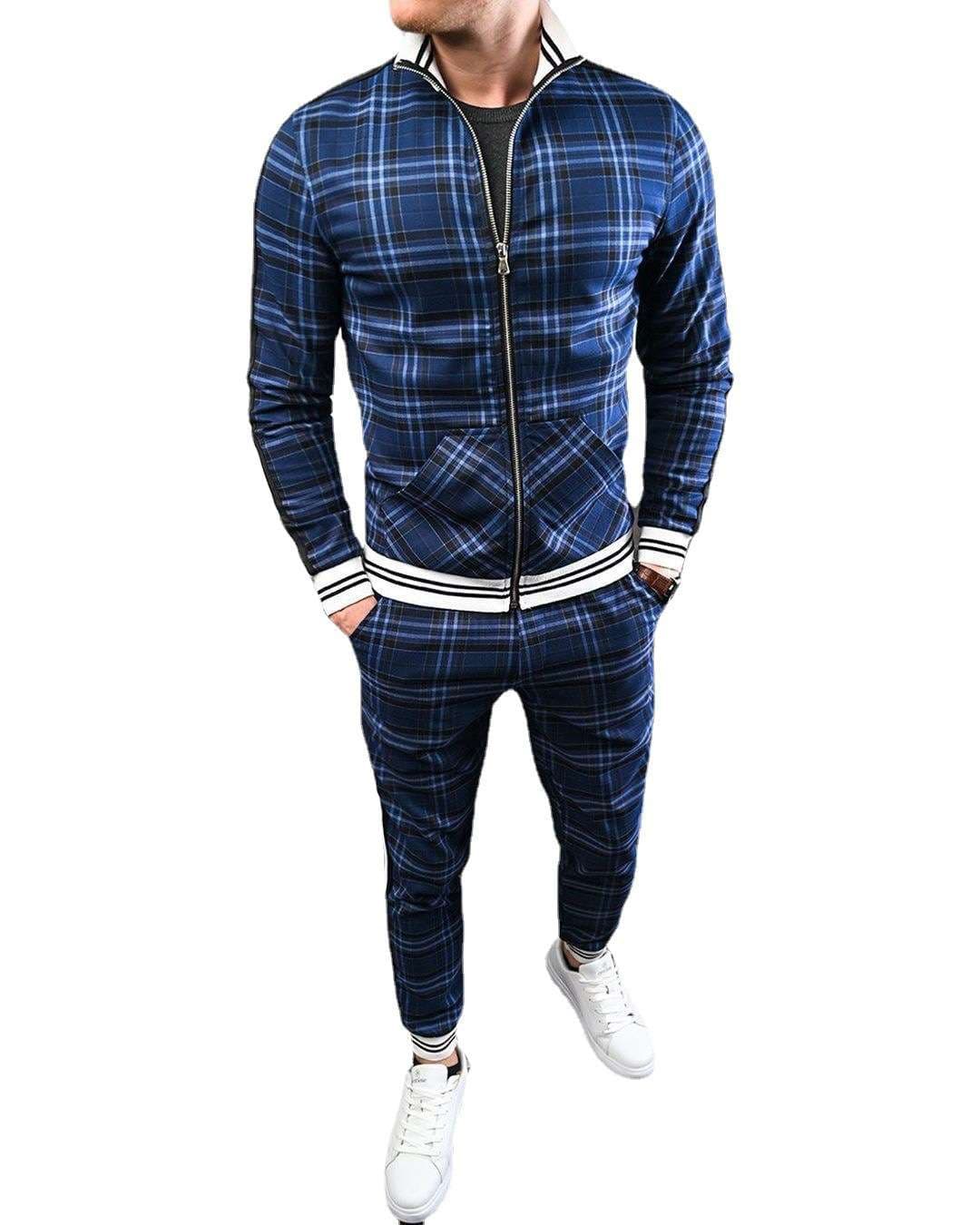 セットアップ メンズ イングランドラグジュアリーチェック スポーティトラック ジャージ