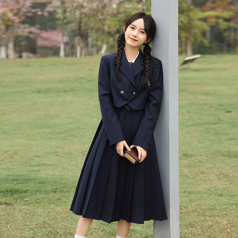 スーツセットアップ 学生風プリーツスカートスーツセット