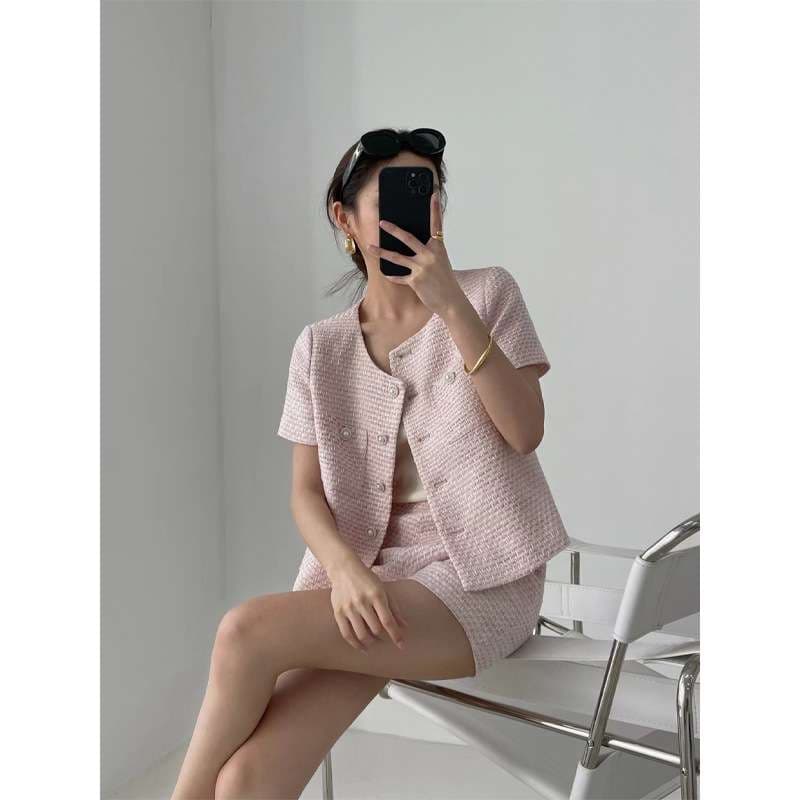 セットアップ レディース ツイード サマーツイード ショートジャケット&ショートパンツ