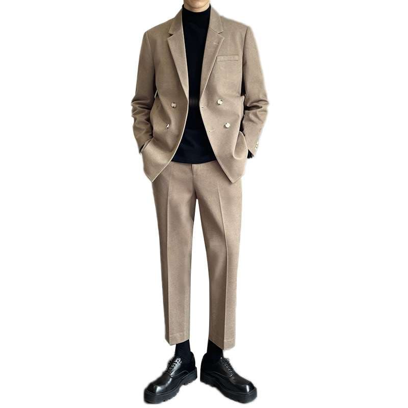 セットアップ メンズ スーツ テイラードダブルブレストジャケット&スリムパンツ