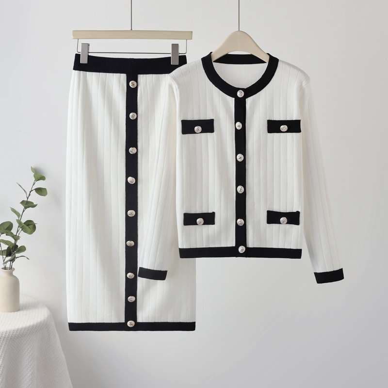 セットアップ レディース ツイードライク リブニットアップ