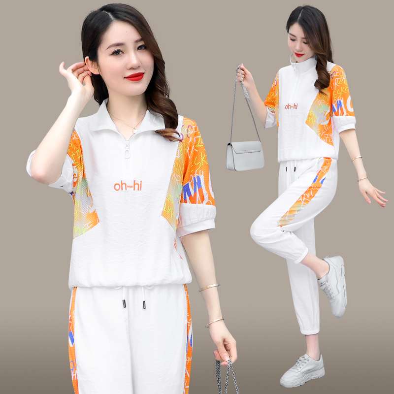 おしゃれな半袖セットアップ ジャージ