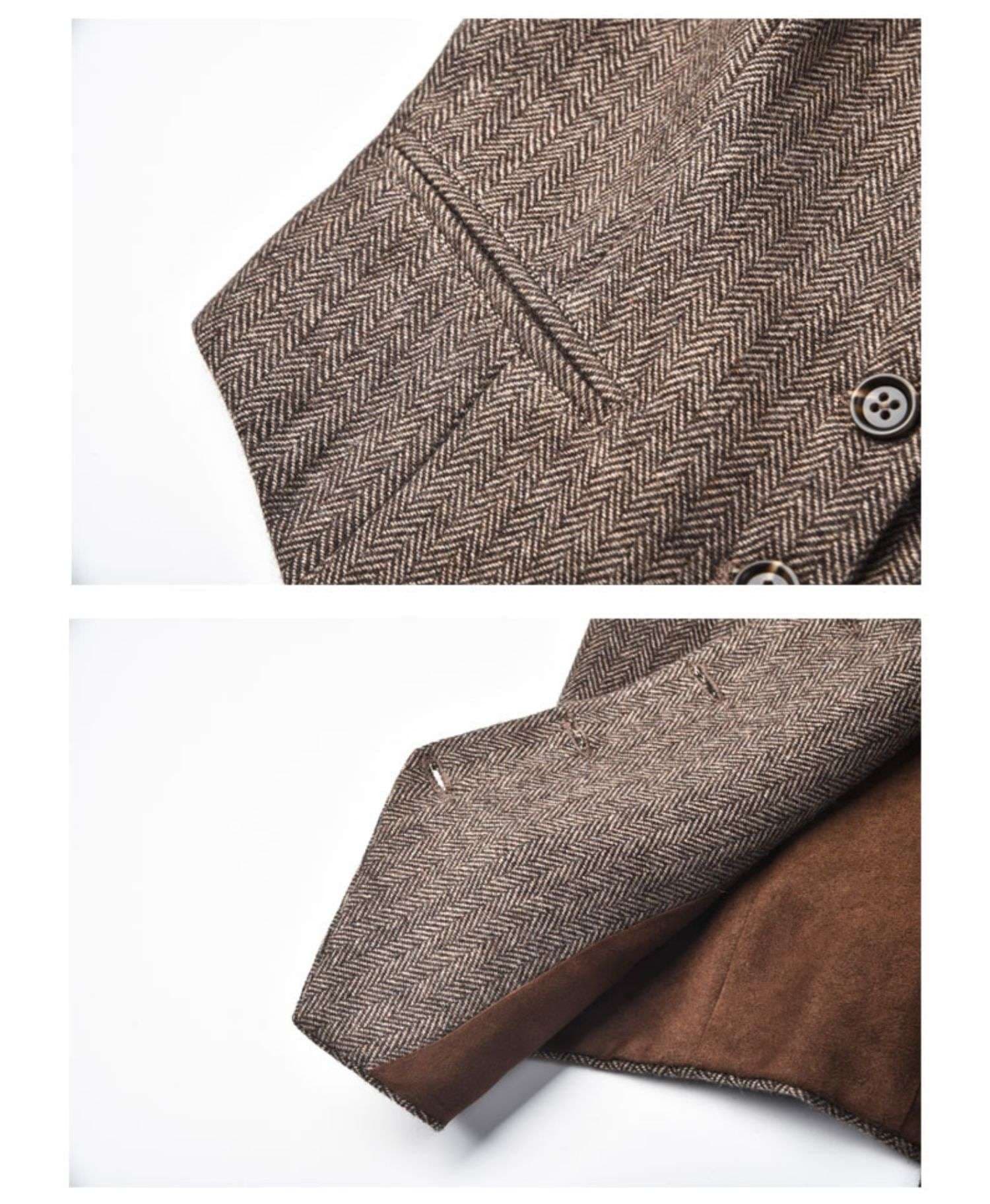 セットアップ レディース ヘリンボーン柄ツイードベスト&パンツセット