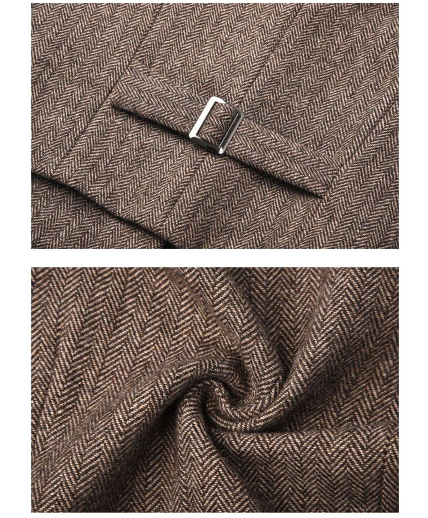 セットアップ レディース ヘリンボーン柄ツイードベスト&パンツセット