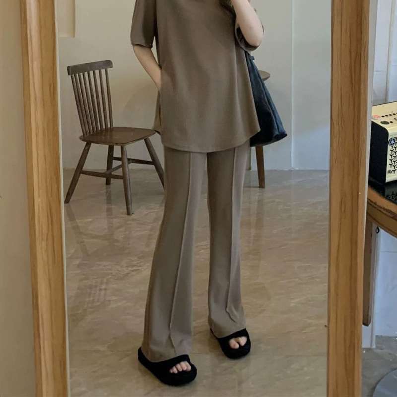 セットアップ レディース リラックス センタープレスパンツ ニットアップ