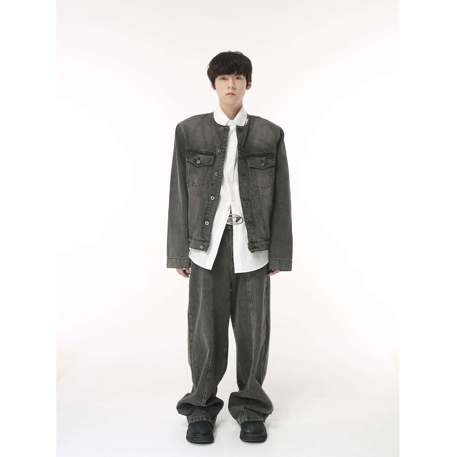 セットアップ メンズ オーバーサイズデニムジャケット&ワイドパンツ